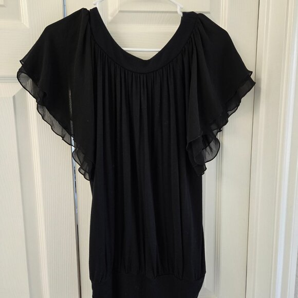 EXPRESS Black Short Sleeve Top - Small - Picture 2 of 5